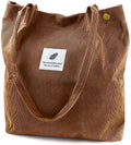Corduroy Tote Bag Large for Women Girl Lady Canvas Shoulder Cord Purse and Handbags with Inner Pocket